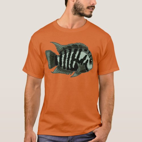 Convict Cichlid Aquarium Design for Fishkeeper Fan T_Shirt