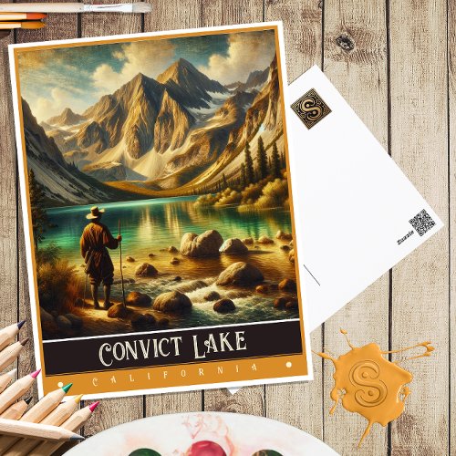 Convict Lake California  Vintage Painting Postcard