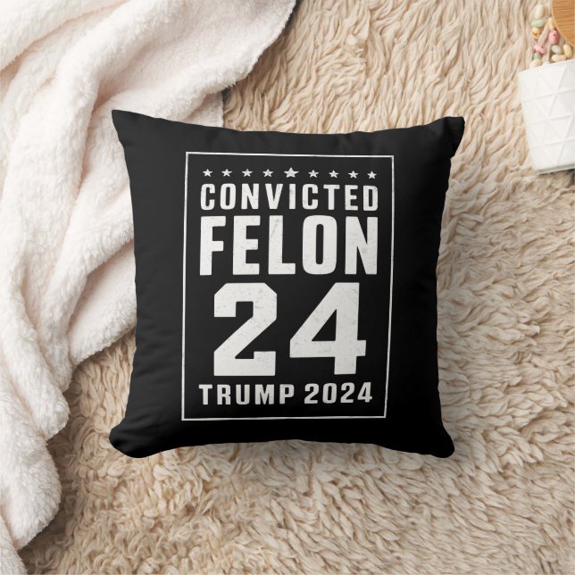 Convicted Felon 4th July Trump 2024 Throw Pillow (Blanket)