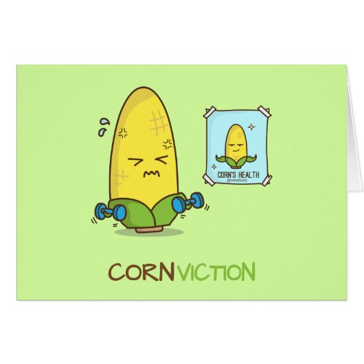 Conviction punny corn workout cartoon cards (Front Horizontal)