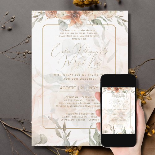 Convite de Casamento Boho Capim dos Pampas Invitation