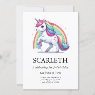 Convite Modern Cute Doodle Unicorn Stars Aniversár Invitation