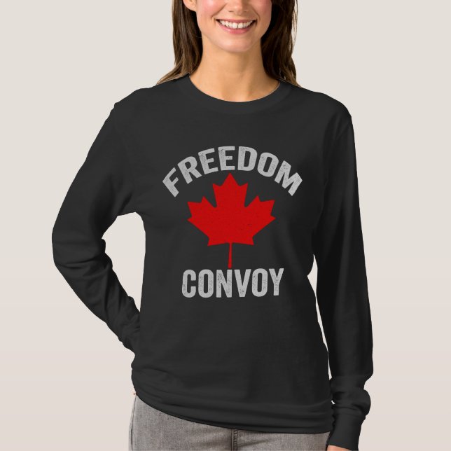Convoy Freedom Canadian Trucker Gift T-Shirt (Front)