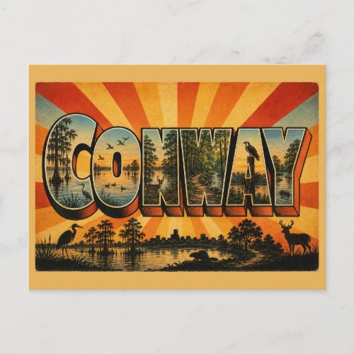 Conway Arkansas Lake River Valley Art Postcard