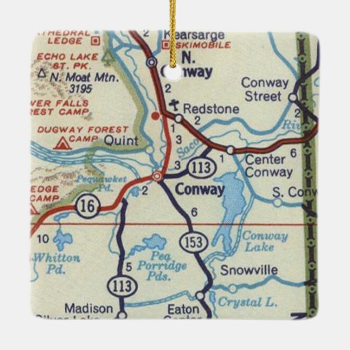 Conway NH Vintage Map Ceramic Ornament