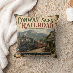 Conway Scenic Railroad North Conway Vintage Throw Pillow