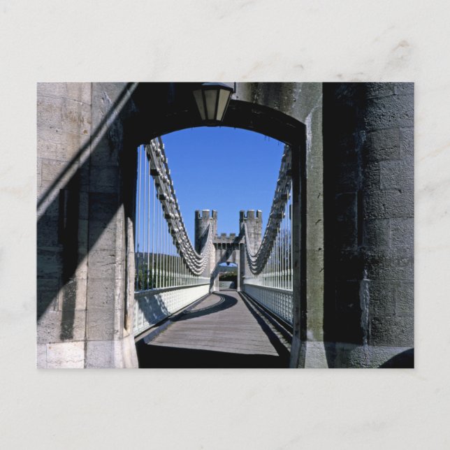 Conwy Suspension Bridge Conwy North Wales Postcard (Front)