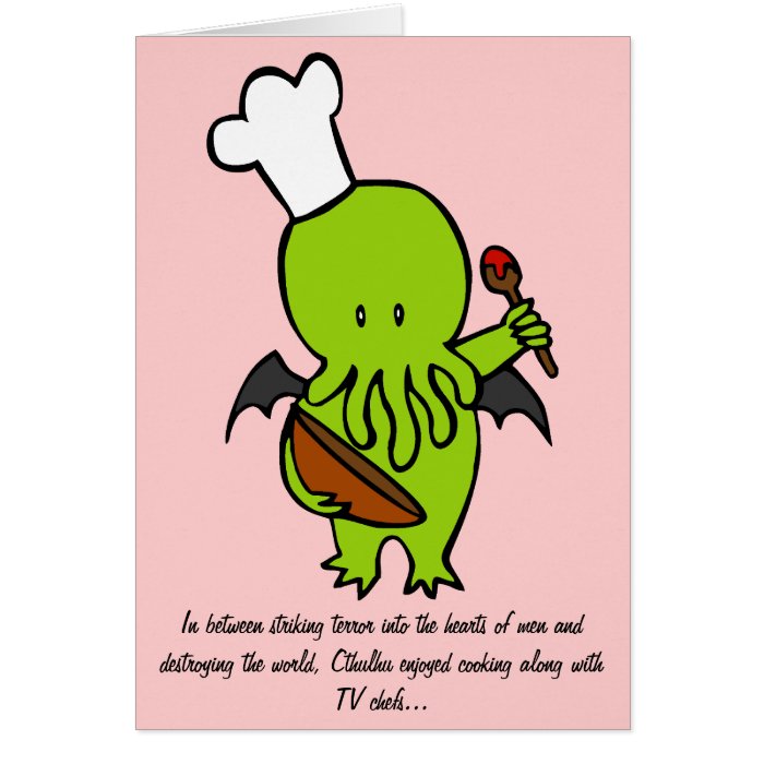 Cook Along With Cthulhu Greeting Card