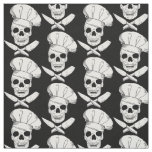 Cook and Chef Skulls in Chef Hats Patterned Fabric