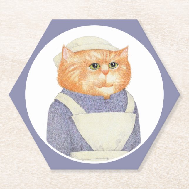 COOK CAT Hexagon Paper Coasters  (Front)