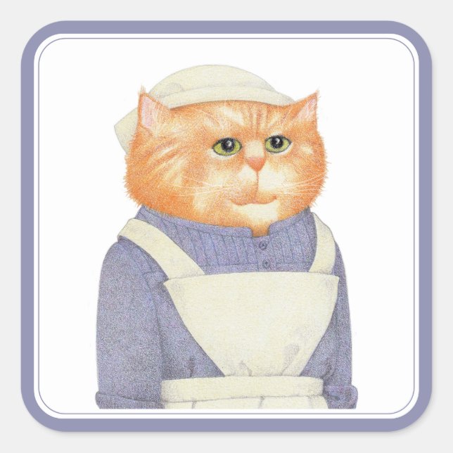 COOK CAT Large Square Stickers (Front)