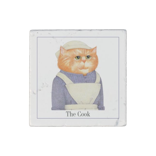 COOK CAT Primed Marble Magnet + Text II (Front)