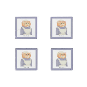 COOK CAT Primed Marble Stone Magnets + Text