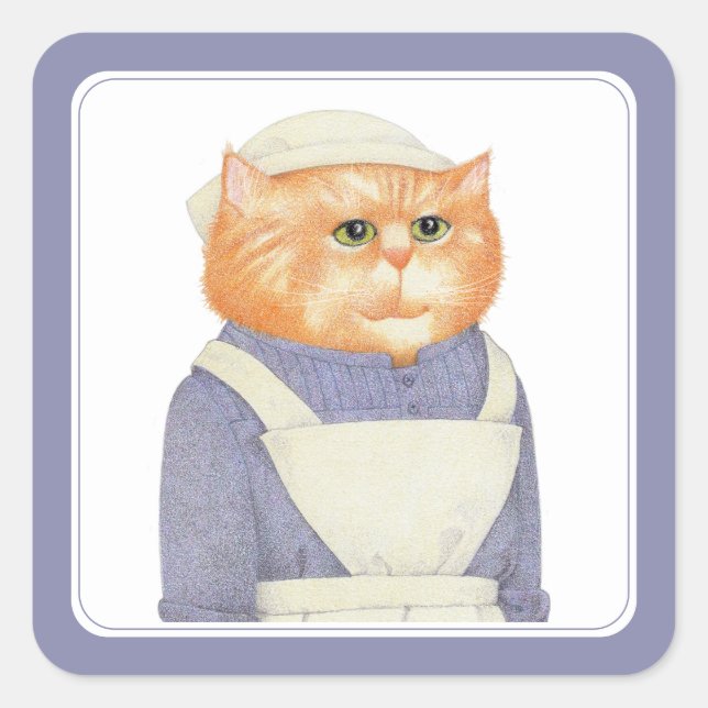 COOK CAT Small Square Stickers (Front)