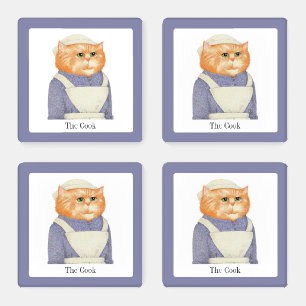 COOK CAT Square Acrylic Coasters + Text