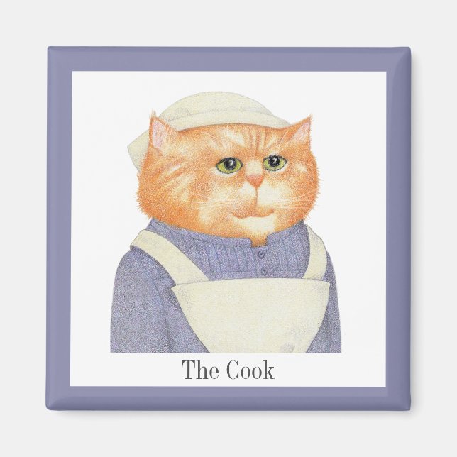 COOK CAT Square Magnet + Text (Front)