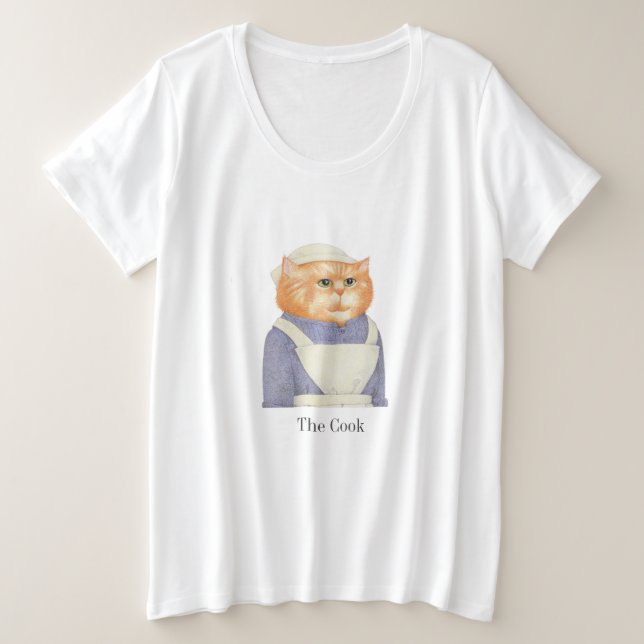 COOK CAT Women's Plus Size T-Shirt  (Design Front)