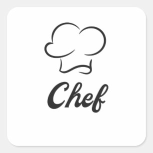 Cook Chef Hat Cooking Kitchen Square Sticker