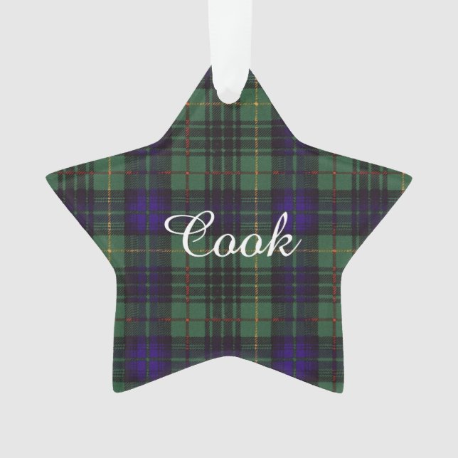 Cook clan Plaid Scottish kilt tartan Ornament (Front)