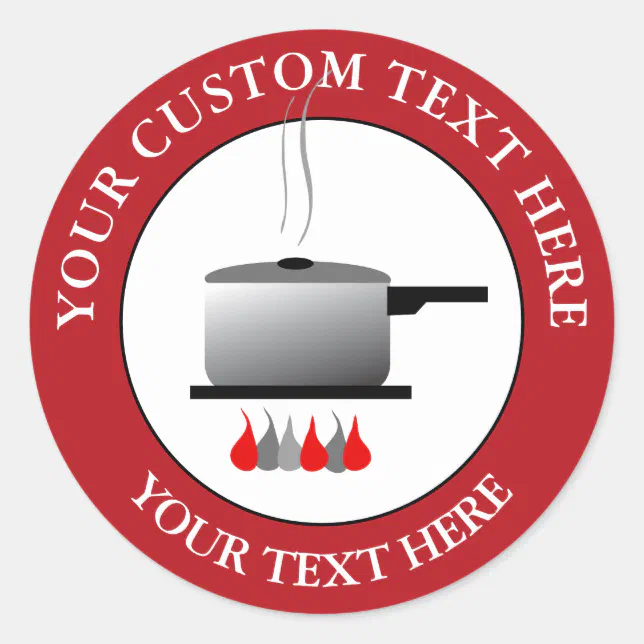 Cook Cooking Custom Text Logo Icon Classic Round Sticker | Zazzle