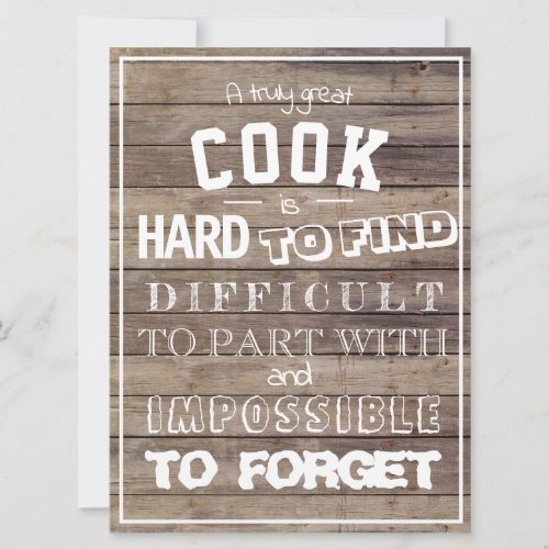 Cook culinary chef modern trendy cool typography card