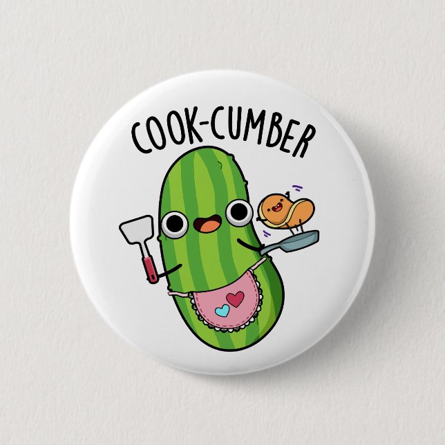 Cook-cumber Funny Cucumber Pun  Button (Front)