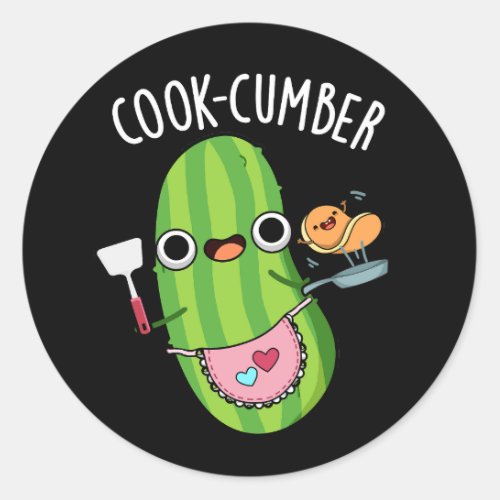 Cook_cumber Funny Cucumber Pun Dark BG Classic Round Sticker