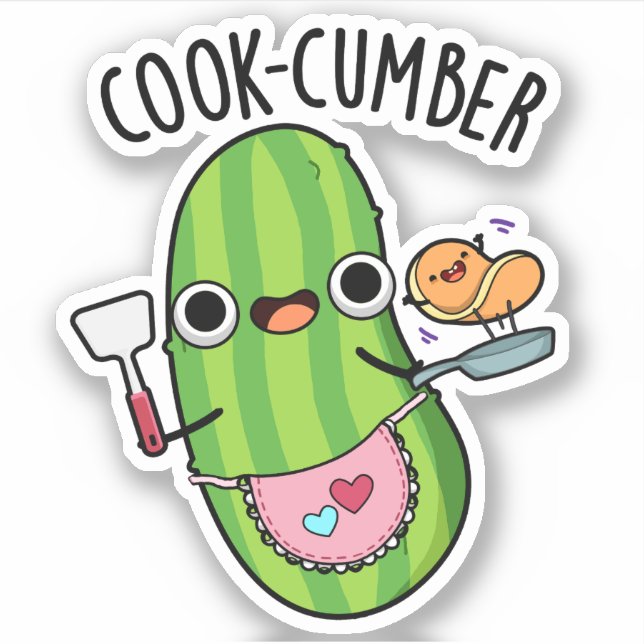 Cook-cumber Funny Cucumber Pun  Sticker (Front)