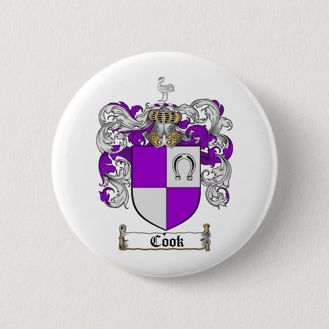 COOK FAMILY CREST -  COOK COAT OF ARMS PINBACK BUTTON (Front)