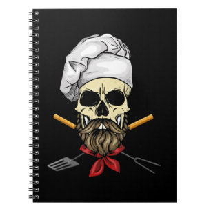 Cook Grill Master Chef Skull Face Halloween Gift Notebook