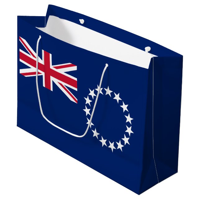 Cook Islands Flag Large Gift Bag (Front Angled)