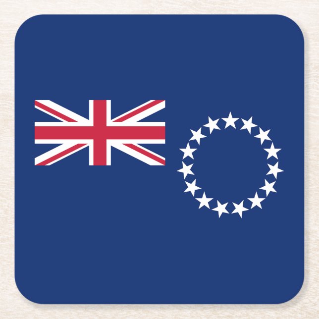 Cook Islands Flag Square Paper Coaster (Front)