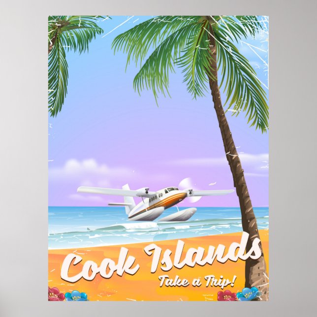 Cook Islands Vintage travel beach poster. Poster (Front)