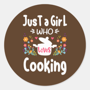 Cook Just A Girl Who Loves Cooking Chef Vintage Classic Round Sticker