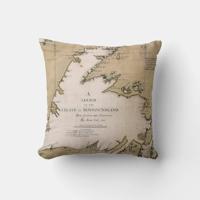 COOK: NEWFOUNDLAND, 1763 THROW PILLOW (Front)
