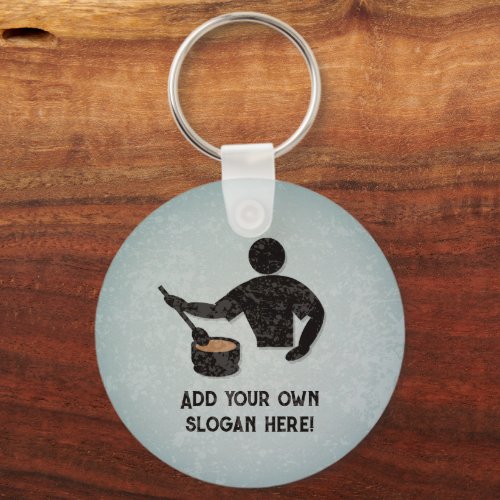 Cook or Chef _ Guy Stirring Pot _ text both sides Keychain
