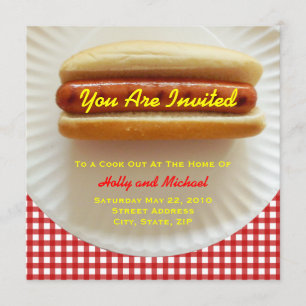 Cook Out Invitation - Hot Dog on a Plate