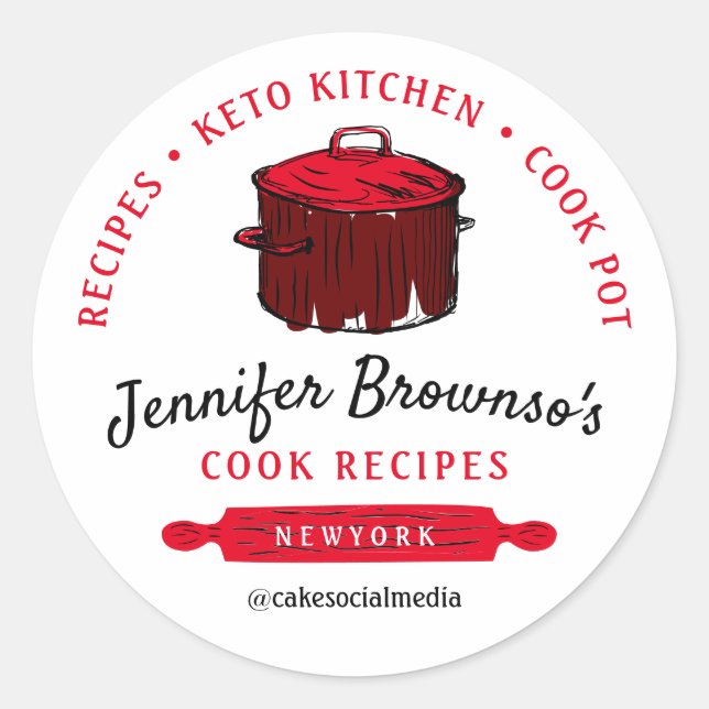 Cook Pot Recipes Food Blog Classic Round Sticker (Front)