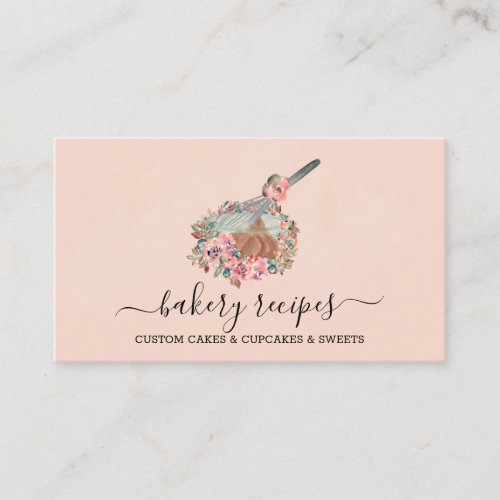 Cook Recipe Whisk Dough Bowl Blush Pink Business Card