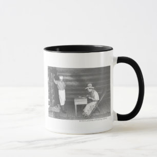 Cook watching a cowboy play cards 2 mug