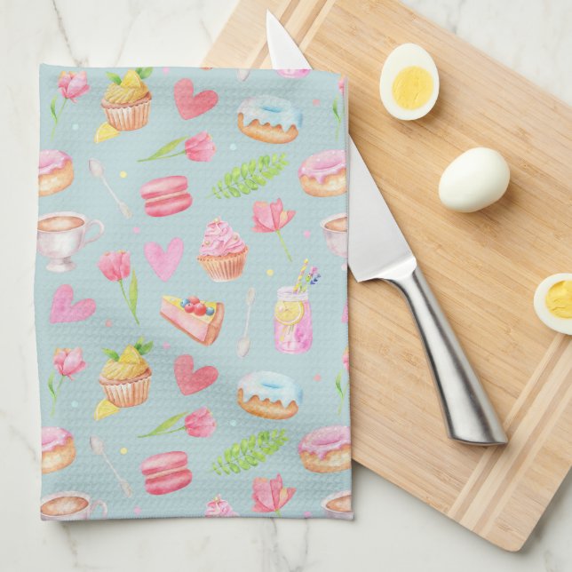Cook with love. All-Over Print Apron Kitchen Towel (Quarter Fold)