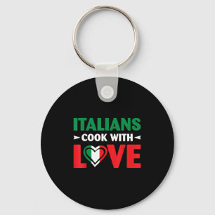 Cook With Love Italian Chef Funny Sayings Quotes Keychain