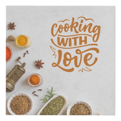 Cook With Love Kitchen Wall Decor Faux Canvas Prin