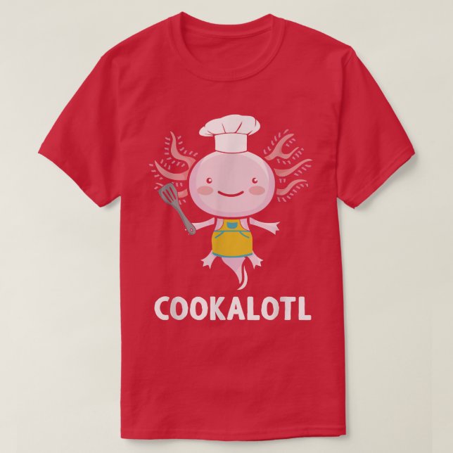 Cookalotl Cooking Aolotl Chef With Toque And Spatu T-Shirt (Design Front)