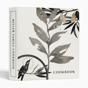 Cookbook Artistic Watercolor Botanical Ivory 3 Ring Binder