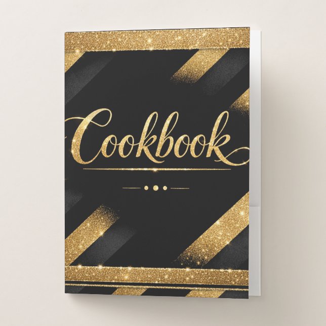 Cookbook Black Gold Script Modern Luxury Business Pocket Folder (Front)
