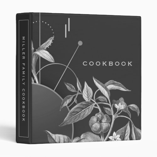 Cookbook  Black White  Gray Capsicum Peppers 3 Ring Binder