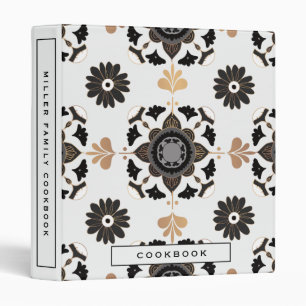 Cookbook Black & White Kitchen Tile Design 3 Ring Binder