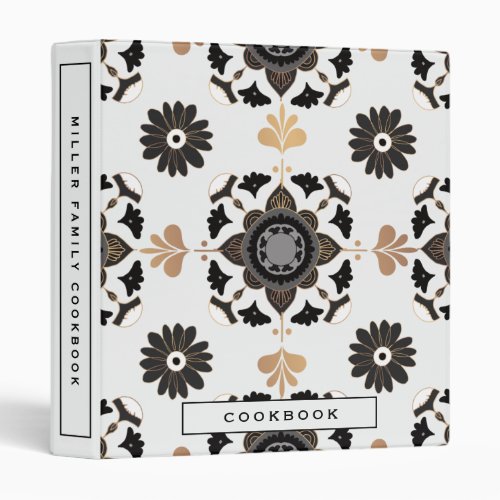 Cookbook  Black  White Kitchen Tile Design 3 Ring Binder