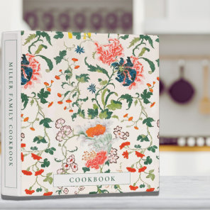 Cookbook | Blooming Floral Pattern Vintage Style 3 Ring Binder